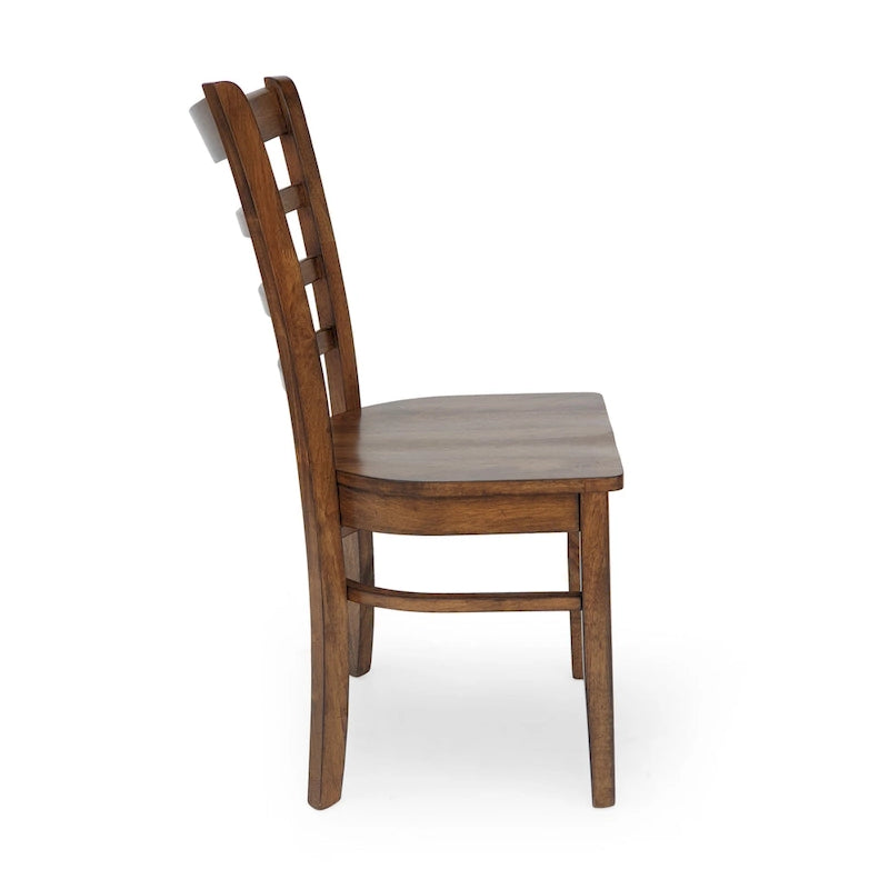 Sedia da pranzo Antique Brown / Matte Black Rubberwood Ladder Back, set da 6