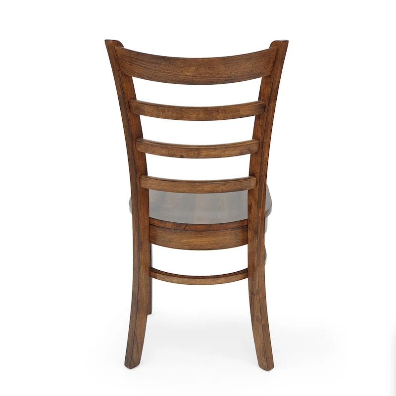 Sedia da pranzo Antique Brown / Matte Black Rubberwood Ladder Back, set da 6