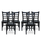 Sedia da pranzo Antique Brown / Matte Black Rubberwood Ladder Back, set da 6