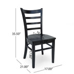 Sedia da pranzo Antique Brown / Matte Black Rubberwood Ladder Back, set da 6