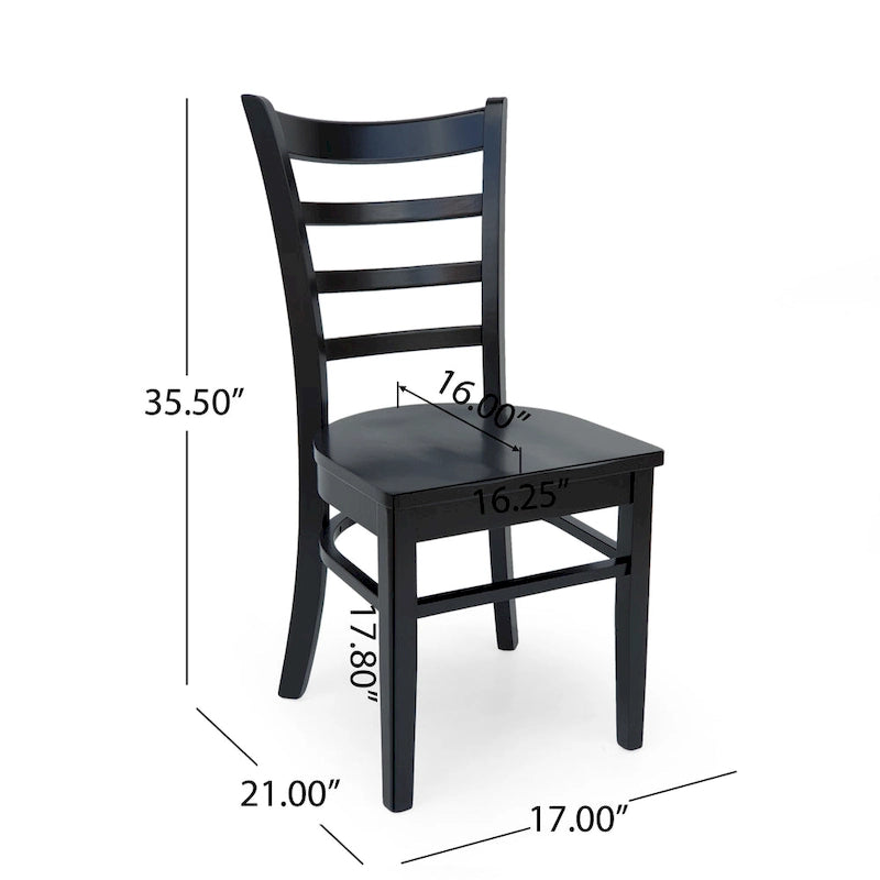 Sedia da pranzo Antique Brown / Matte Black Rubberwood Ladder Back, set da 6