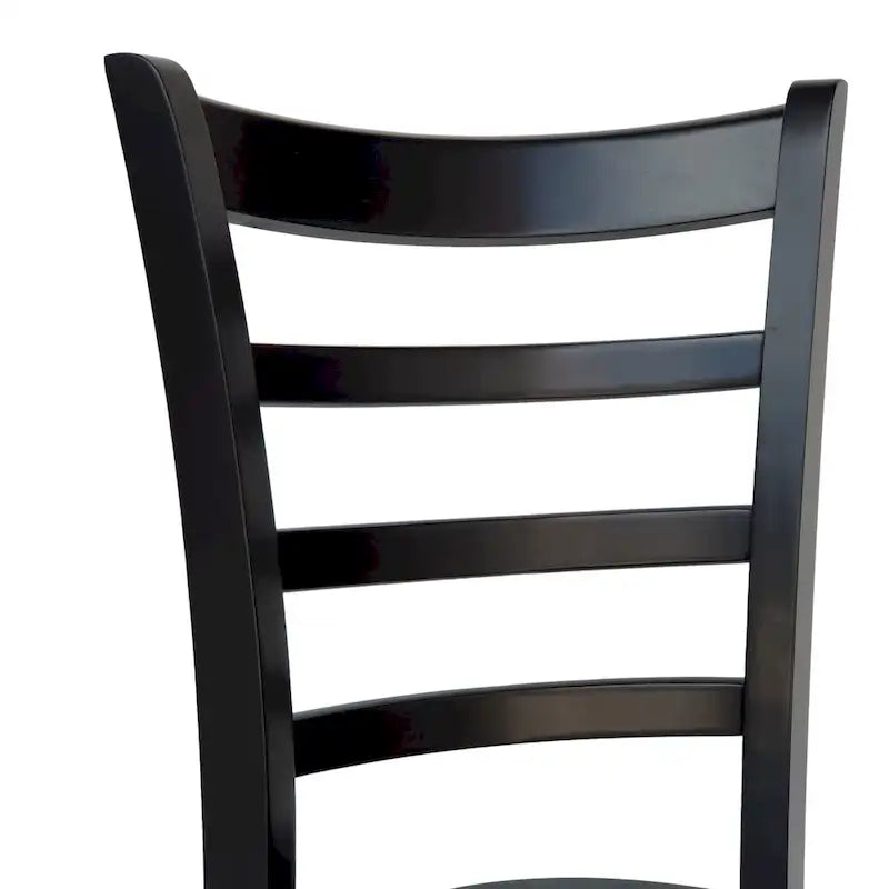 Sedia da pranzo Antique Brown / Matte Black Rubberwood Ladder Back, set da 6