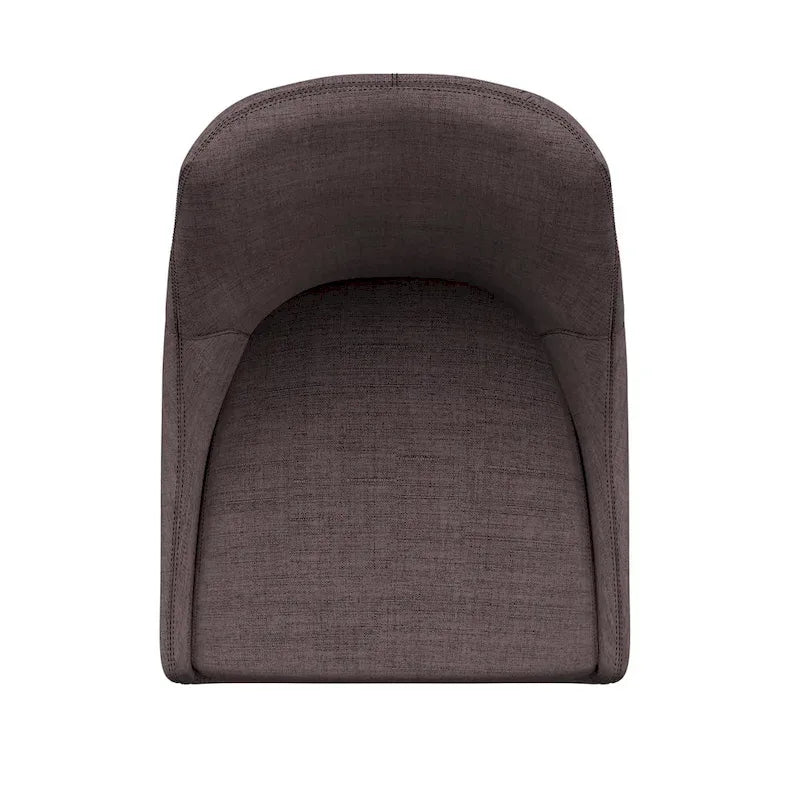 Sgabello da bancone con schienale a botte, set da 2, tessuto in lino