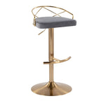 Sgabelli da Bar Regolabili Girevoli, Velluto/Ecopelle, Base Oro/Cromo, Set da 2