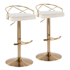 Sgabelli da Bar Regolabili Girevoli, Velluto/Ecopelle, Base Oro/Cromo, Set da 2