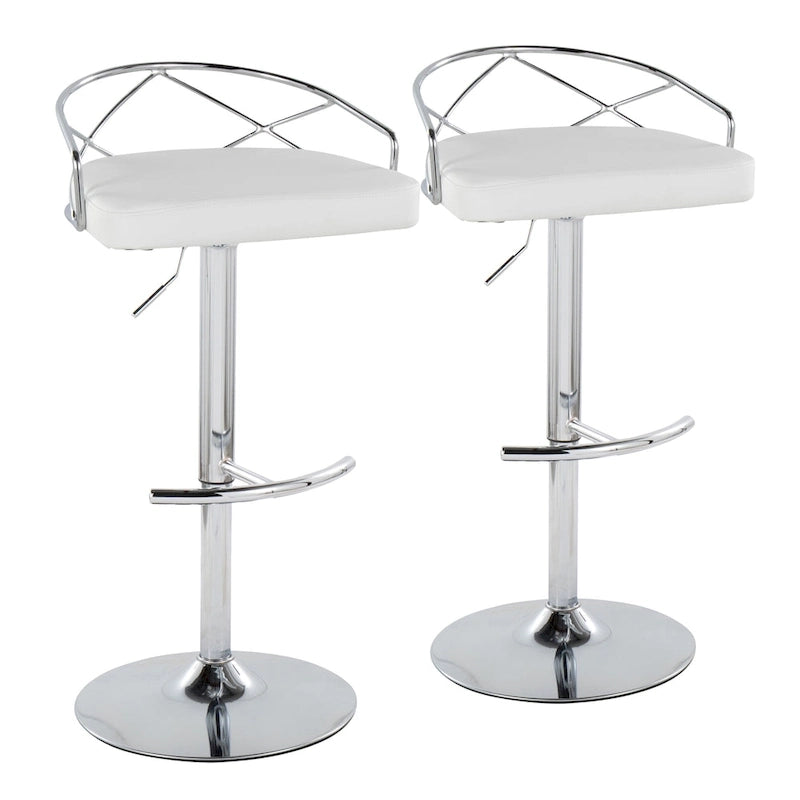 Sgabelli da Bar Regolabili Girevoli, Velluto/Ecopelle, Base Oro/Cromo, Set da 2
