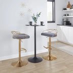 Sgabelli da Bar Regolabili Girevoli, Velluto/Ecopelle, Base Oro/Cromo, Set da 2