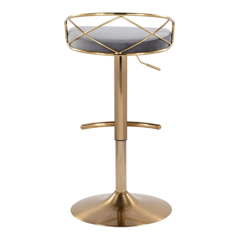 Sgabelli da Bar Regolabili Girevoli, Velluto/Ecopelle, Base Oro/Cromo, Set da 2