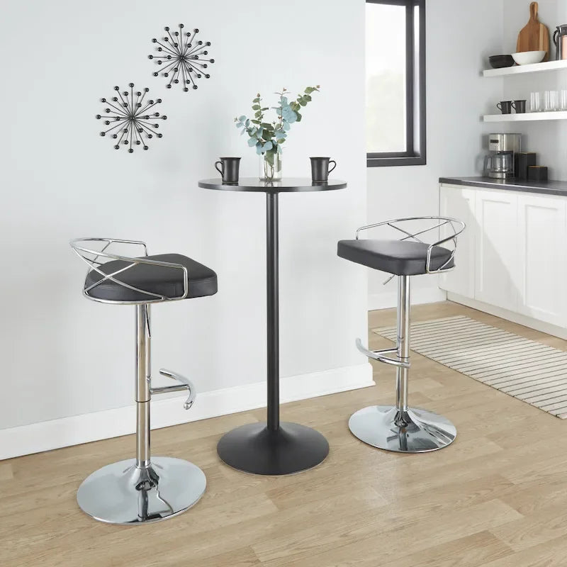 Sgabelli da Bar Regolabili Girevoli, Velluto/Ecopelle, Base Oro/Cromo, Set da 2