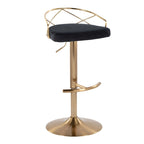 Sgabelli da Bar Regolabili Girevoli, Velluto/Ecopelle, Base Oro/Cromo, Set da 2