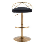 Sgabelli da Bar Regolabili Girevoli, Velluto/Ecopelle, Base Oro/Cromo, Set da 2