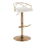 Sgabelli da Bar Regolabili Girevoli, Velluto/Ecopelle, Base Oro/Cromo, Set da 2