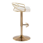 Sgabelli da Bar Regolabili Girevoli, Velluto/Ecopelle, Base Oro/Cromo, Set da 2