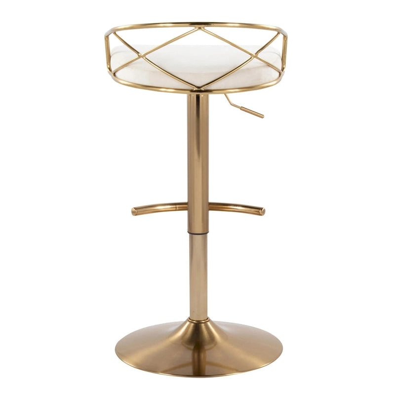 Sgabelli da Bar Regolabili Girevoli, Velluto/Ecopelle, Base Oro/Cromo, Set da 2