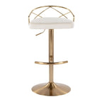 Sgabelli da Bar Regolabili Girevoli, Velluto/Ecopelle, Base Oro/Cromo, Set da 2