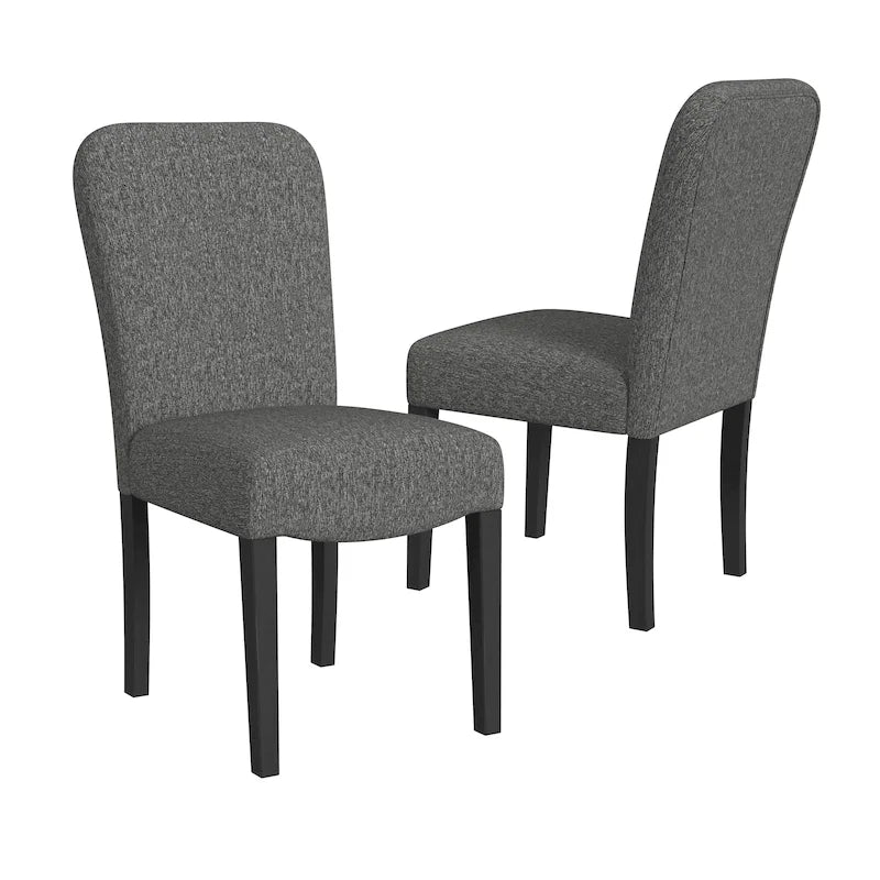 Sedia da pranzo imbottita con schienale arrotondato in tessuto nero, set da 2