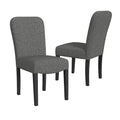 Sedia da pranzo imbottita con schienale arrotondato in tessuto nero, set da 2