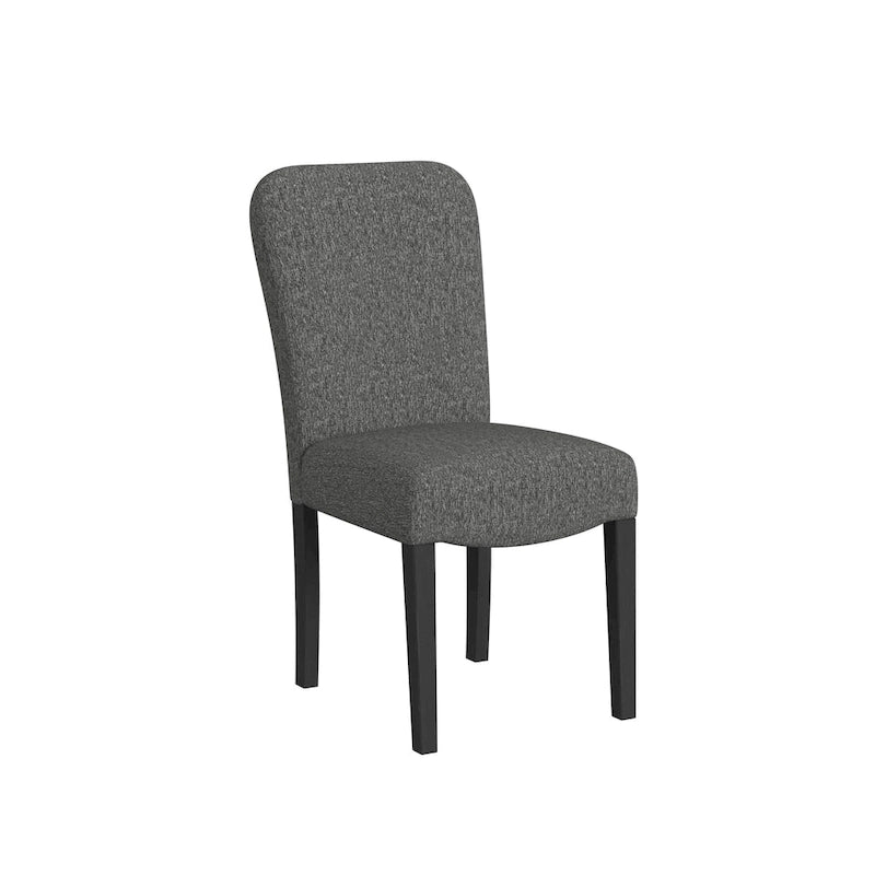 Sedia da pranzo imbottita con schienale arrotondato in tessuto nero, set da 2