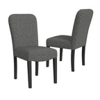 Sedia da pranzo imbottita con schienale arrotondato in tessuto nero, set da 2