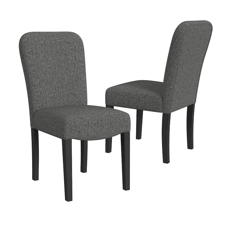 Sedia da pranzo imbottita con schienale arrotondato in tessuto nero, set da 2