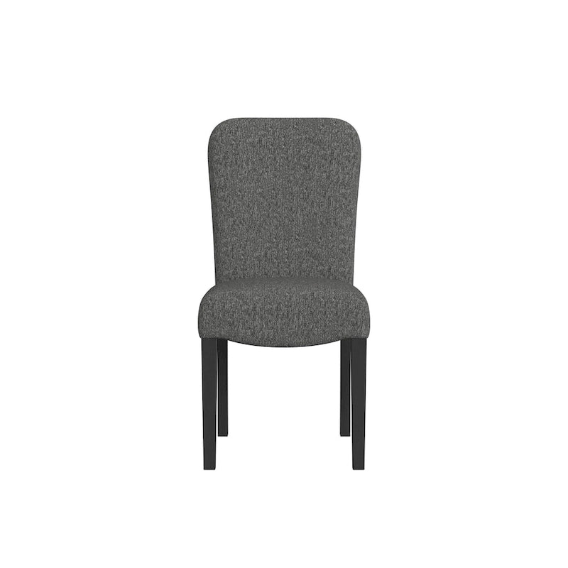 Sedia da pranzo imbottita con schienale arrotondato in tessuto nero, set da 2