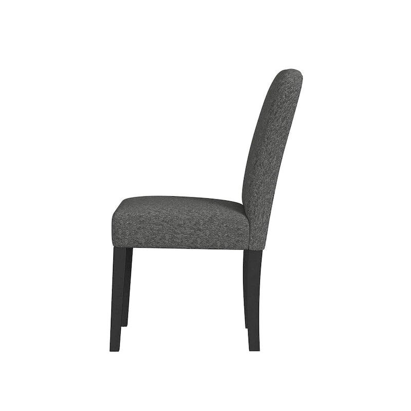 Sedia da pranzo imbottita con schienale arrotondato in tessuto nero, set da 2