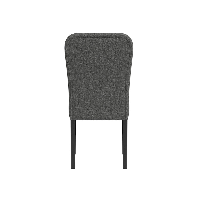 Sedia da pranzo imbottita con schienale arrotondato in tessuto nero, set da 2
