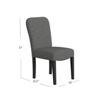 Sedia da pranzo imbottita con schienale arrotondato in tessuto nero, set da 2
