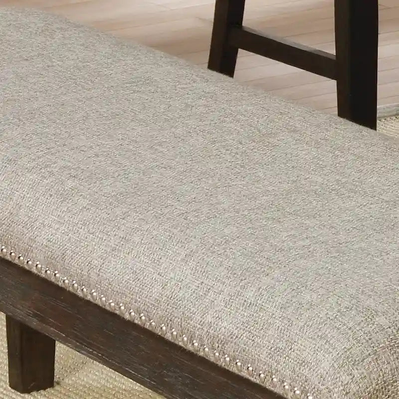 Panca da pranzo in tessuto grigio espresso e legno per 2 persone
