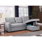 Divano componibile con chaise longue, letto estraibile, contenitore, in grigio chiaro/grigio/verde/beige/blu — 3+ posti a sedere