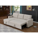 Divano componibile con chaise longue, letto estraibile, contenitore, in grigio chiaro/grigio/verde/beige/blu — 3+ posti a sedere