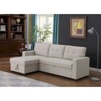 Divano componibile con chaise longue, letto estraibile, contenitore, in grigio chiaro/grigio/verde/beige/blu — 3+ posti a sedere