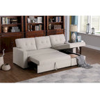 Divano componibile con chaise longue, letto estraibile, contenitore, in grigio chiaro/grigio/verde/beige/blu — 3+ posti a sedere