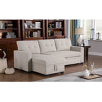 Divano componibile con chaise longue, letto estraibile, contenitore, in grigio chiaro/grigio/verde/beige/blu — 3+ posti a sedere