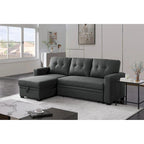 Divano componibile con chaise longue, letto estraibile, contenitore, in grigio chiaro/grigio/verde/beige/blu — 3+ posti a sedere