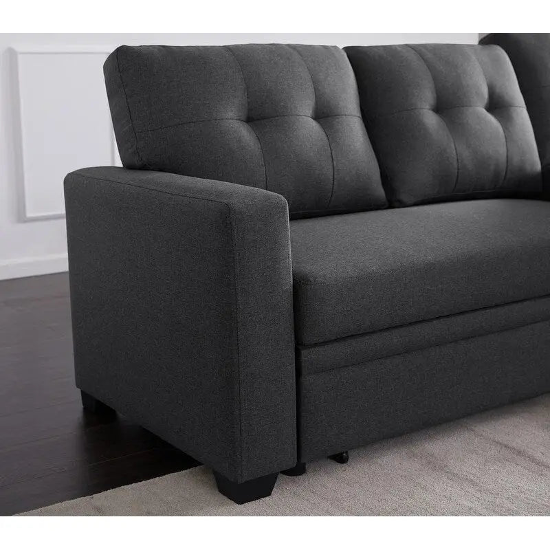 Divano componibile con chaise longue, letto estraibile, contenitore, in grigio chiaro/grigio/verde/beige/blu — 3+ posti a sedere