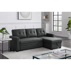 Divano componibile con chaise longue, letto estraibile, contenitore, in grigio chiaro/grigio/verde/beige/blu — 3+ posti a sedere