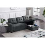 Divano componibile con chaise longue, letto estraibile, contenitore, in grigio chiaro/grigio/verde/beige/blu — 3+ posti a sedere