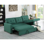 Divano componibile con chaise longue, letto estraibile, contenitore, in grigio chiaro/grigio/verde/beige/blu — 3+ posti a sedere
