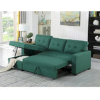 Divano componibile con chaise longue, letto estraibile, contenitore, in grigio chiaro/grigio/verde/beige/blu — 3+ posti a sedere
