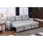 Divano componibile con chaise longue, letto estraibile, contenitore, in grigio chiaro/grigio/verde/beige/blu — 3+ posti a sedere