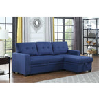 Divano componibile con chaise longue, letto estraibile, contenitore, in grigio chiaro/grigio/verde/beige/blu — 3+ posti a sedere