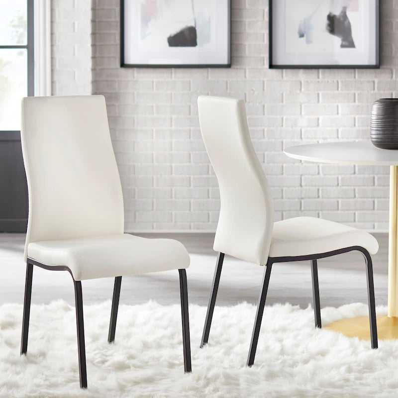 Sedia da pranzo in similpelle, senza braccioli, set da 2 – Grigio/Bianco o Bianco