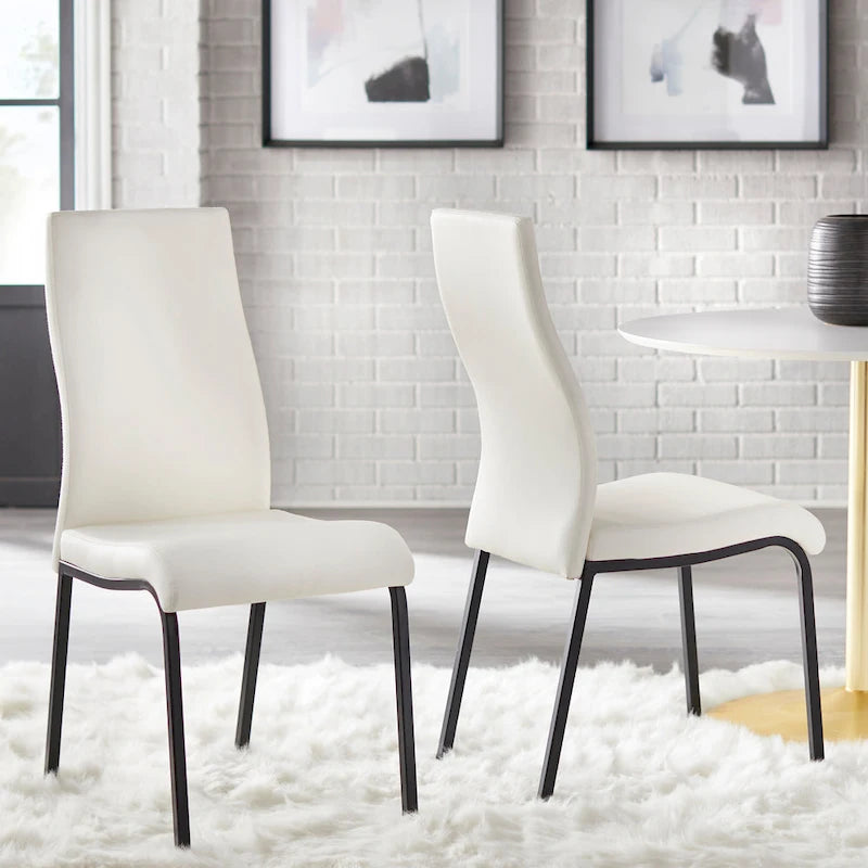 Sedia da pranzo in similpelle, senza braccioli, set da 2 – Grigio/Bianco o Bianco