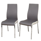 Sedia da pranzo in similpelle, senza braccioli, set da 2 – Grigio/Bianco o Bianco