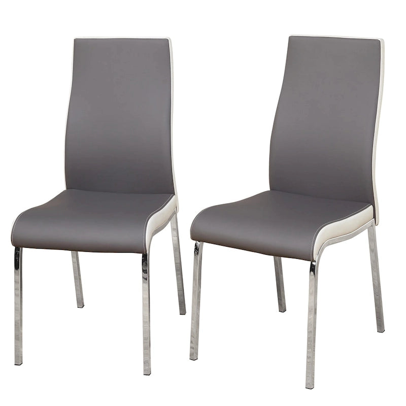 Sedia da pranzo in similpelle, senza braccioli, set da 2 – Grigio/Bianco o Bianco