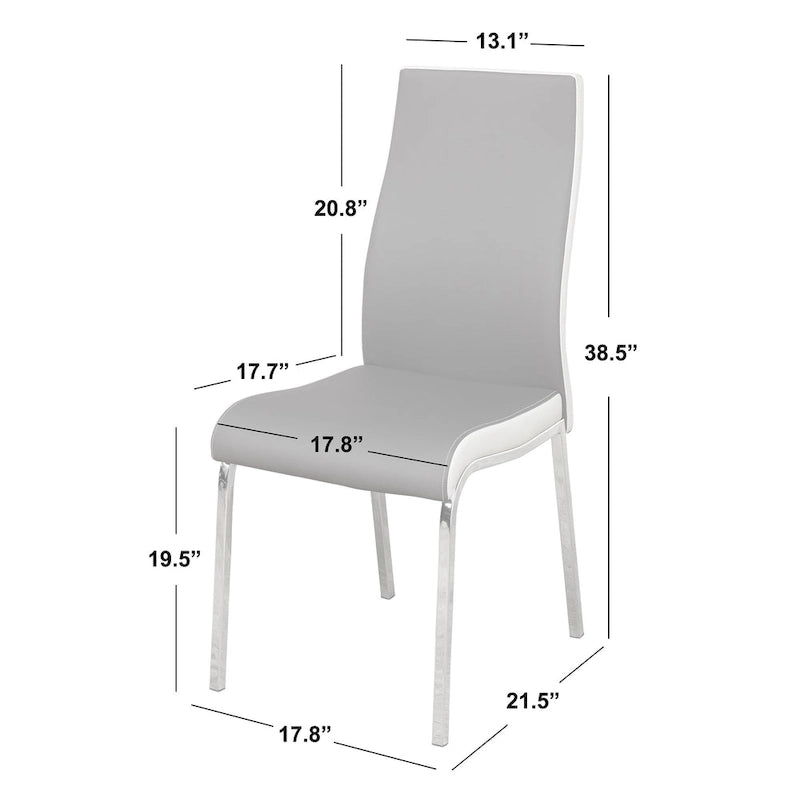 Sedia da pranzo in similpelle, senza braccioli, set da 2 – Grigio/Bianco o Bianco