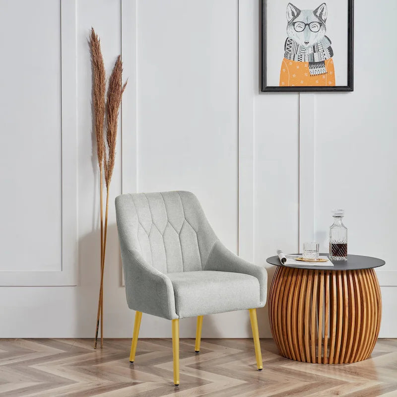 Poltrona accent imbottita con gambe in metallo, 1 posto — Beige / Giallo / Grigio