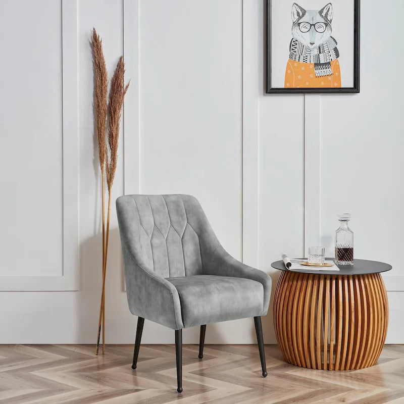 Poltrona accent imbottita con gambe in metallo, 1 posto — Beige / Giallo / Grigio