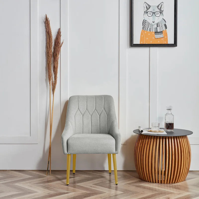 Poltrona accent imbottita con gambe in metallo, 1 posto — Beige / Giallo / Grigio